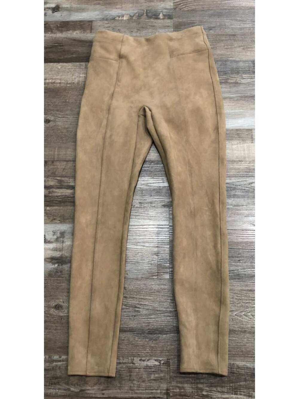 Spanx Faux Suede High Waisted Leggings Camel Taupe Tan Brown Small